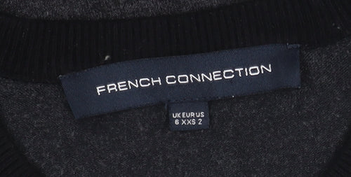 French Connection Women's Black Grey Striped Dress, Size 6