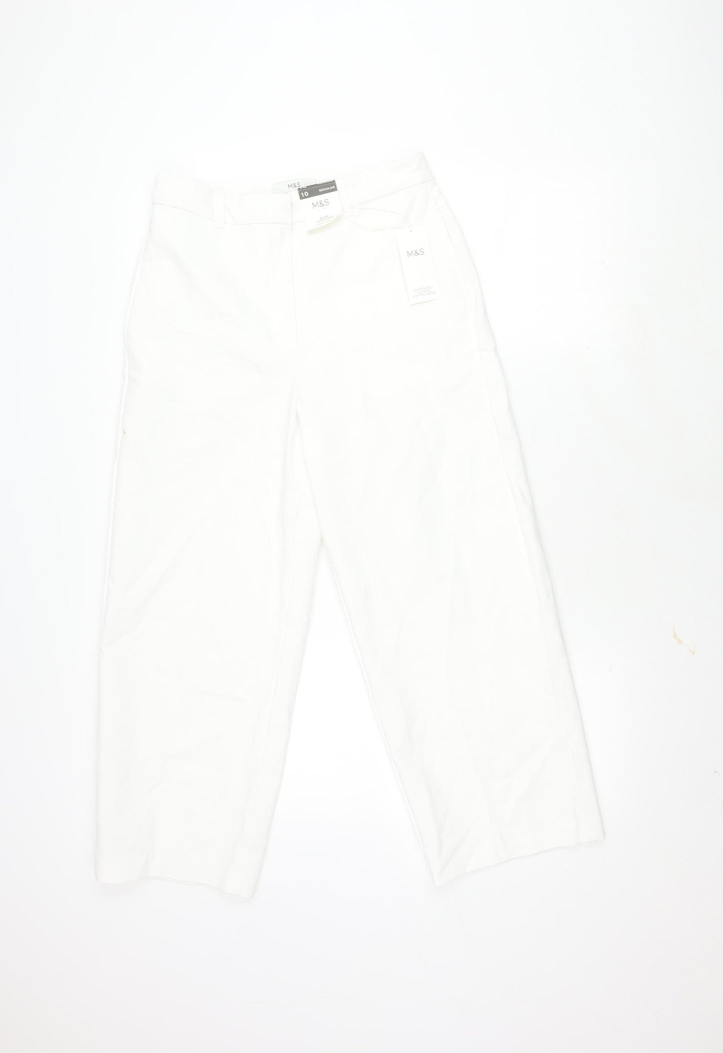 Marks and Spencer Women's White Cropped Trousers, Size 10