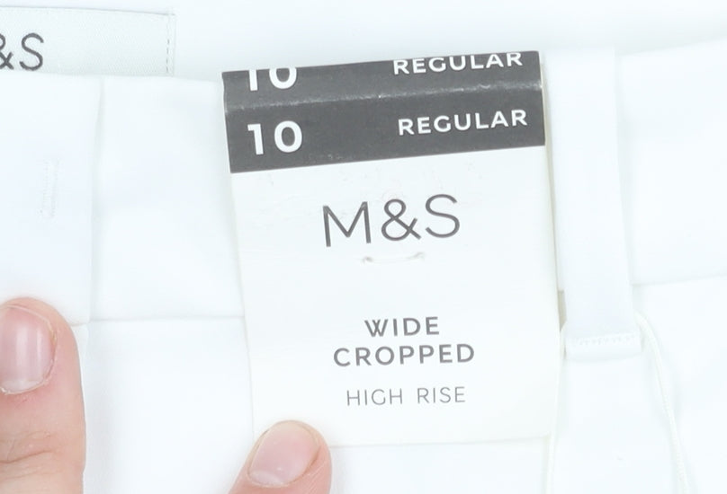 Marks and Spencer Women's White Cropped Trousers, Size 10