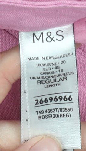Marks and Spencer Pink Regular Fit Trousers Size 20