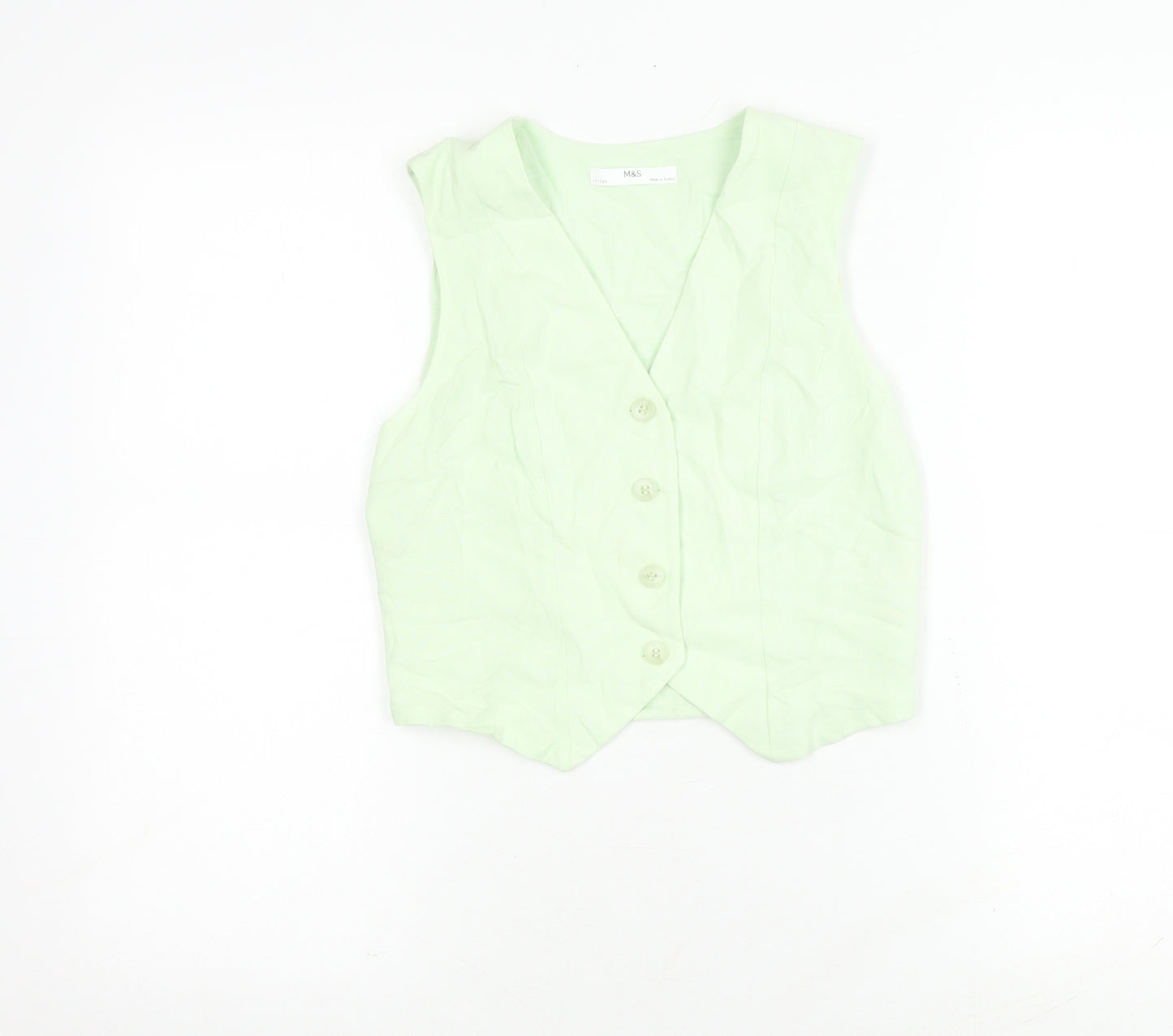 Marks and Spencer Girls Green Sleeveless Blouse 11-12 Years