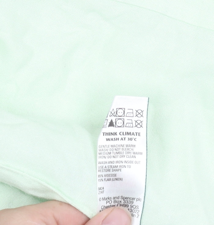 Marks and Spencer Girls Green Sleeveless Blouse 11-12 Years