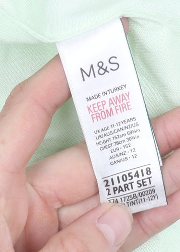 Marks and Spencer Girls Green Sleeveless Blouse 11-12 Years