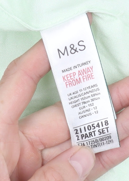 Marks and Spencer Girls Green Sleeveless Blouse 11-12 Years