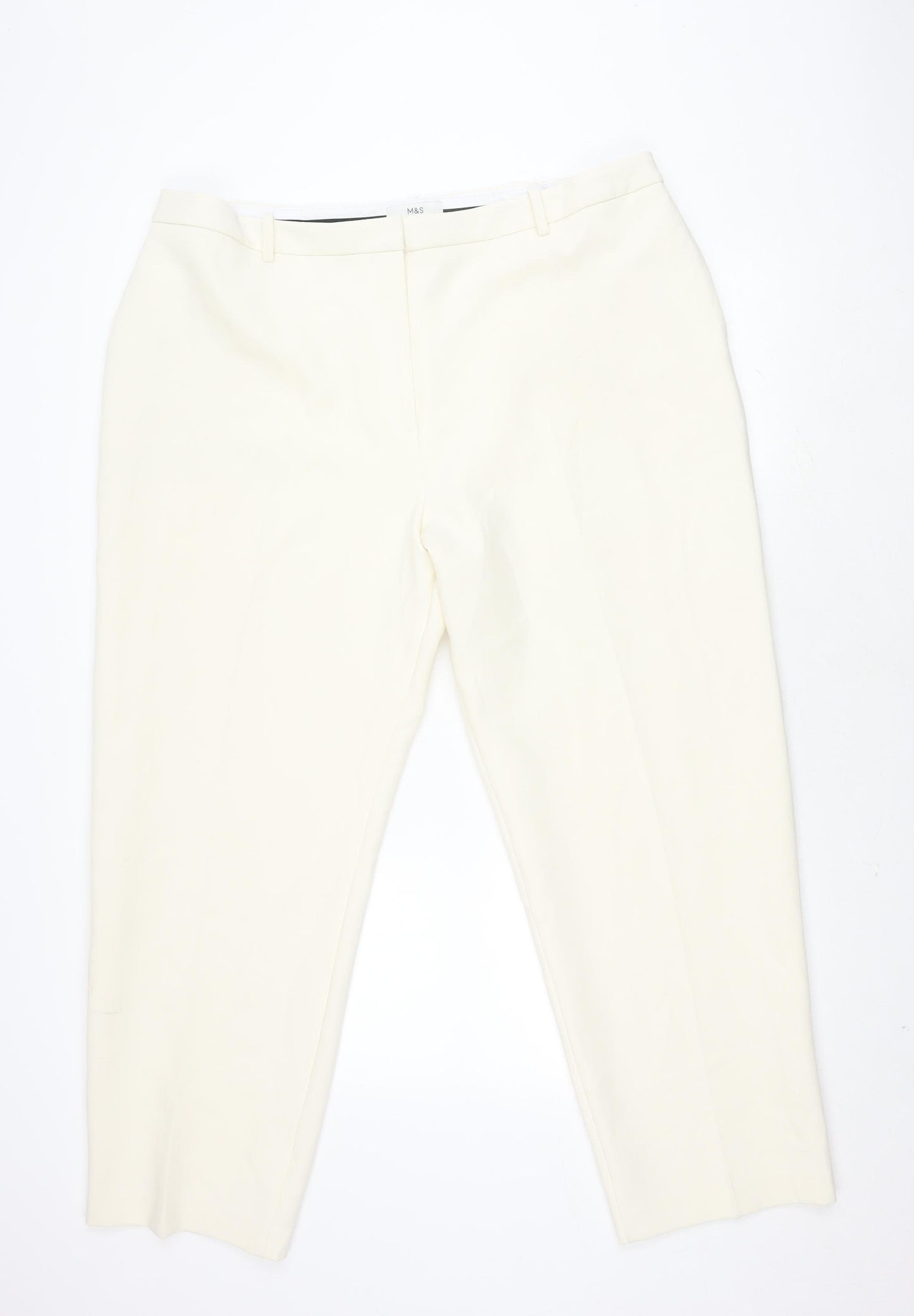 Marks and Spencer Women's White Trousers Size 22 Regular