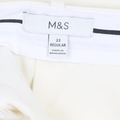 Marks and Spencer Women's White Trousers Size 22 Regular