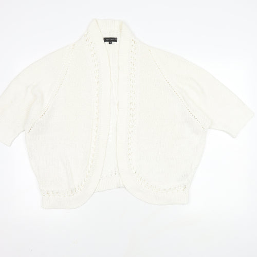 New Look Women's White Cardigan Size 14 Open-Knit