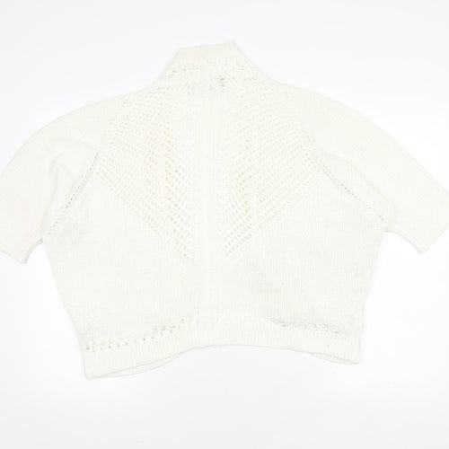 New Look Women's White Cardigan Size 14 Open-Knit