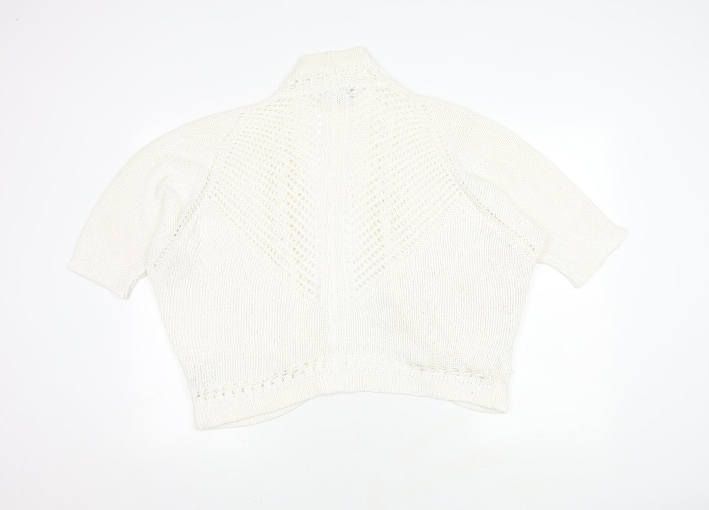 New Look Women's White Cardigan Size 14 Open-Knit