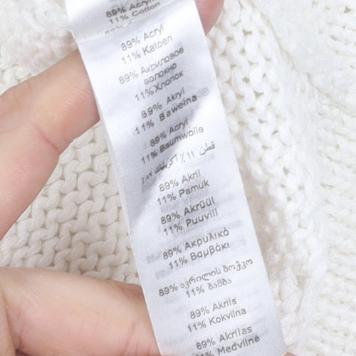 New Look Women's White Cardigan Size 14 Open-Knit