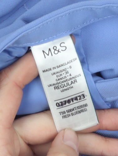 Marks and Spencer Women's Blue Wide-Leg Trousers Size 8