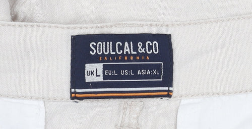 SoulCal & Co Men's Beige Linen Blend Chino Shorts, Size L