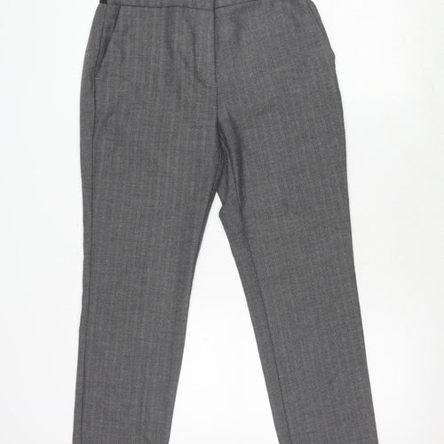 Zara Basic Women's Grey Trousers, Size L, Herringbone