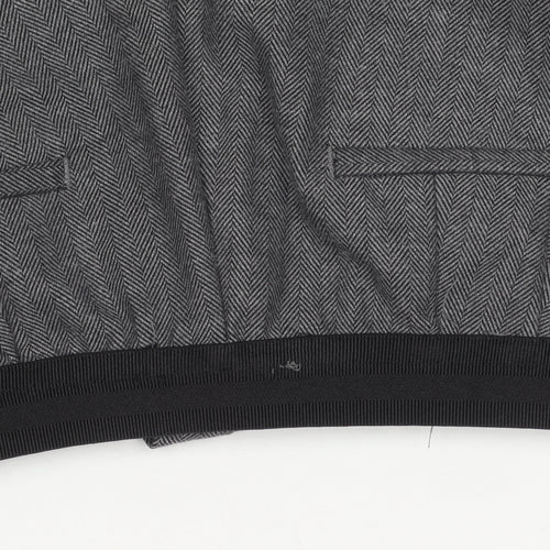 Zara Basic Women's Grey Trousers, Size L, Herringbone
