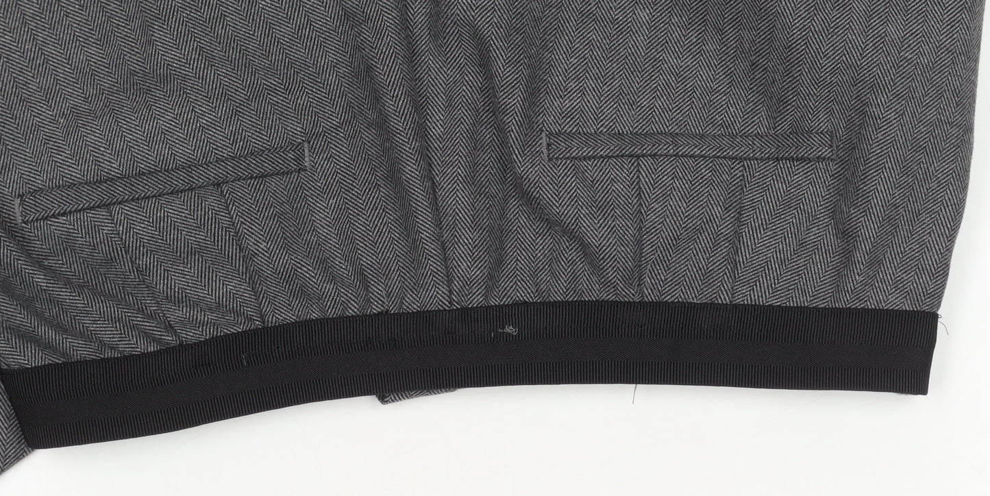 Zara Basic Women's Grey Trousers, Size L, Herringbone