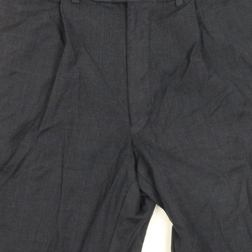 Marks and Spencer Men's Blue Check Trousers 34