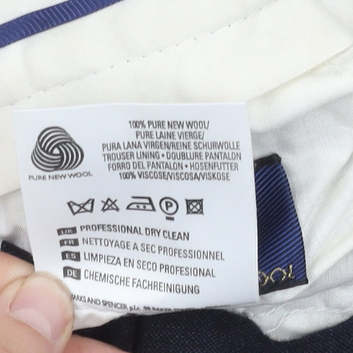 Marks and Spencer Men's Blue Check Trousers 34