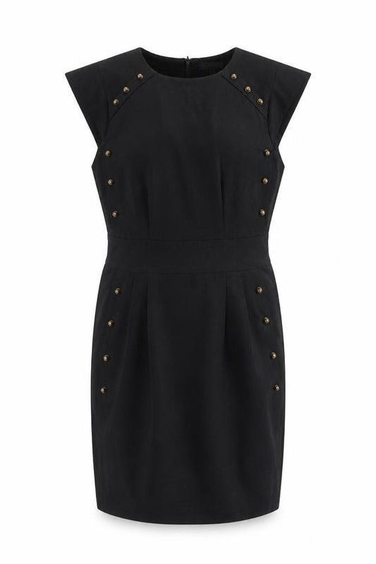 Front view of Warehouse Women's Black Short Dress, size 12