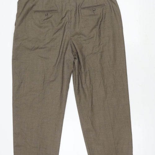 Marks and Spencer Men's Brown Regular Trousers Size 16