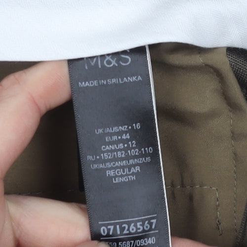 Marks and Spencer Men's Brown Regular Trousers Size 16