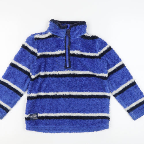 Joules Boys Blue Striped Fleece Sweatshirt, 5-6 Years