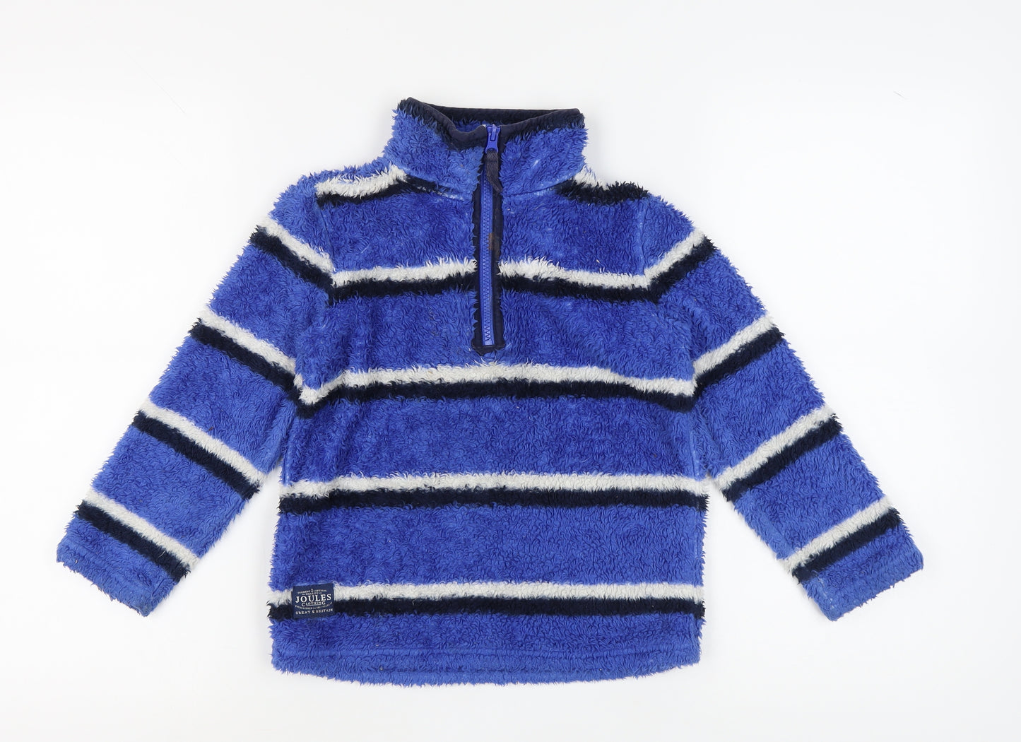 Joules Boys Blue Striped Fleece Sweatshirt, 5-6 Years