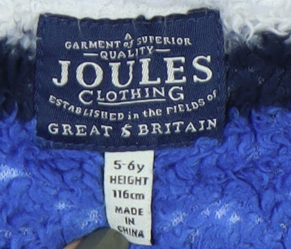Joules Boys Blue Striped Fleece Sweatshirt, 5-6 Years