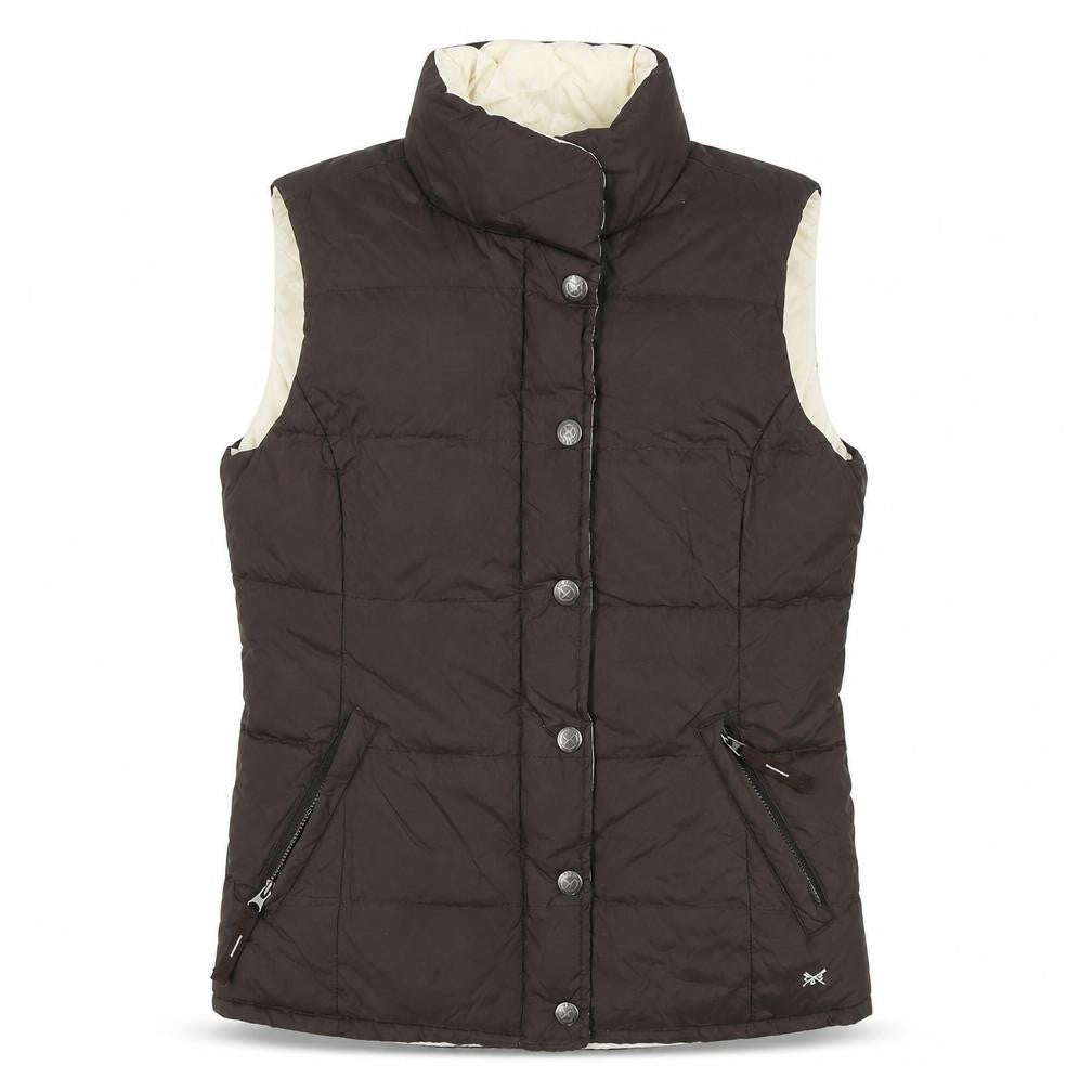 Front view of Crew Clothing Brown Puffer Waistcoat, size 6