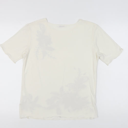 Damart Women's Beige Floral Embroidered T-Shirt Size 10