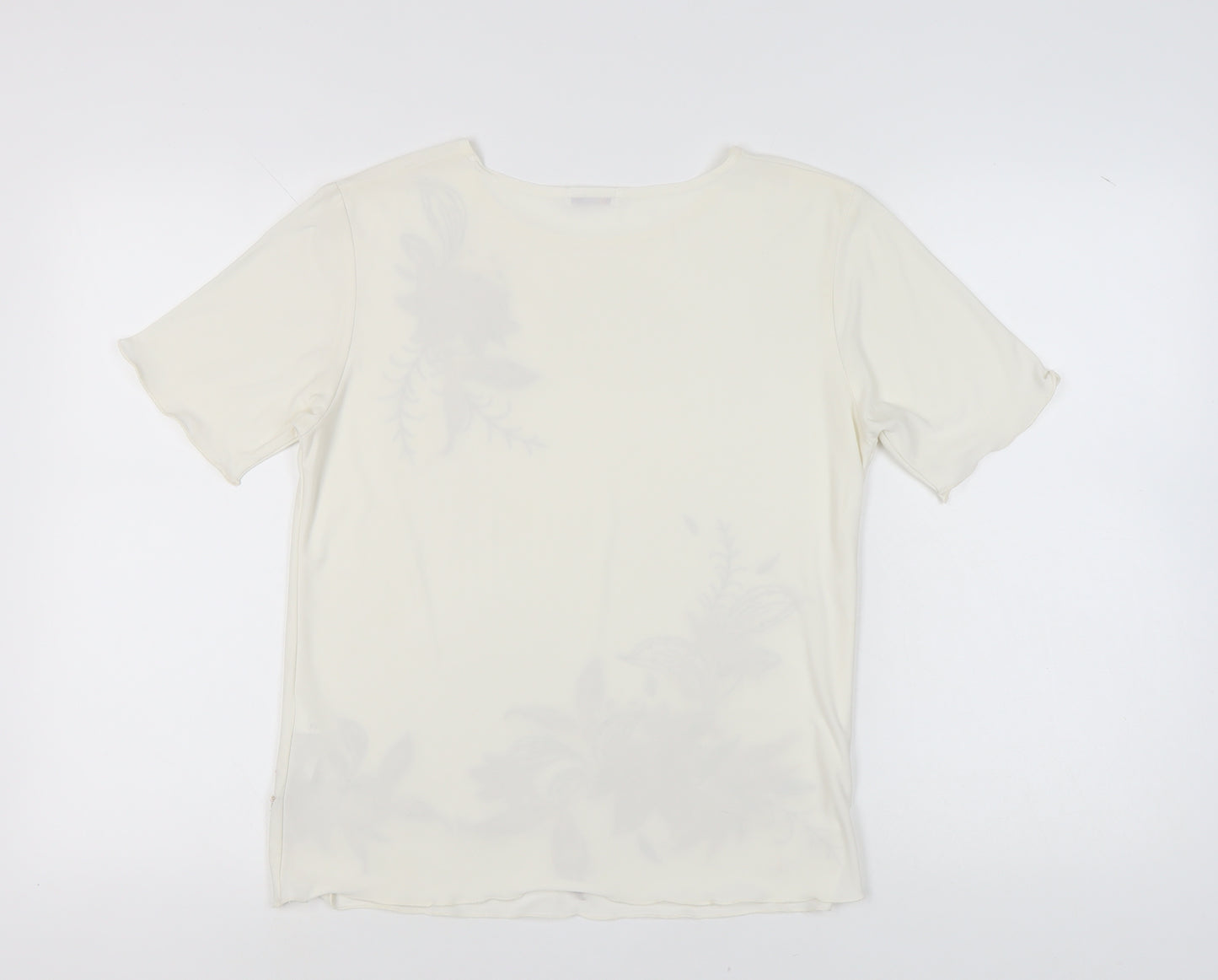 Damart Women's Beige Floral Embroidered T-Shirt Size 10