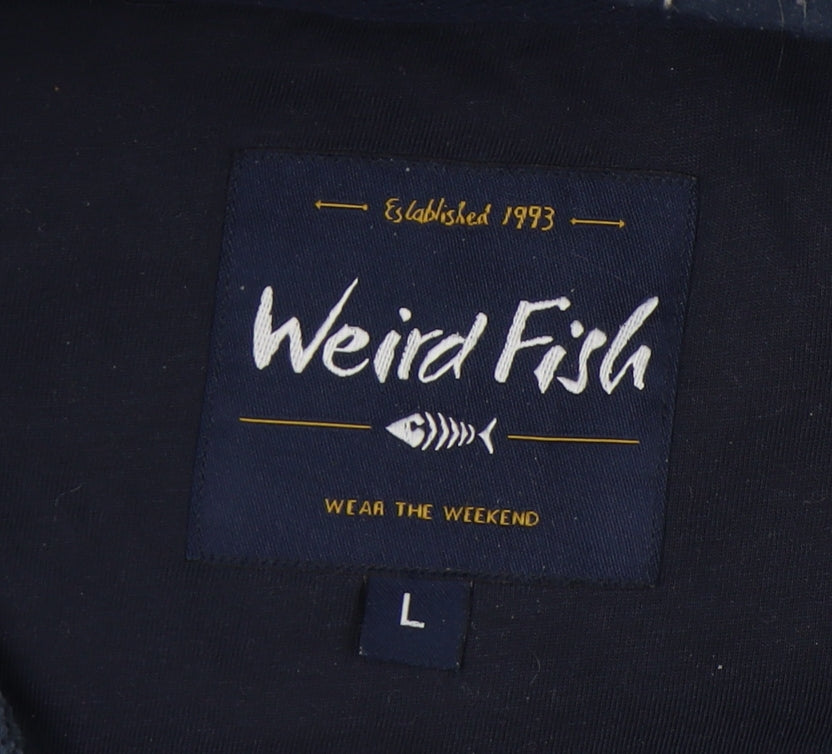 Weird Fish Men's Blue Knit Jacket, Size L, Full Zip