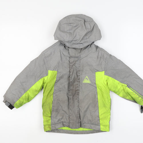 Decathlon Boys Grey Puffer Jacket, 3-4 Years, Hooded Winter Coat