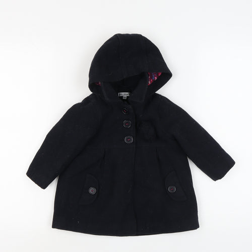 Marks and Spencer Unisex Black Wool Blend Coat 18-24 Months