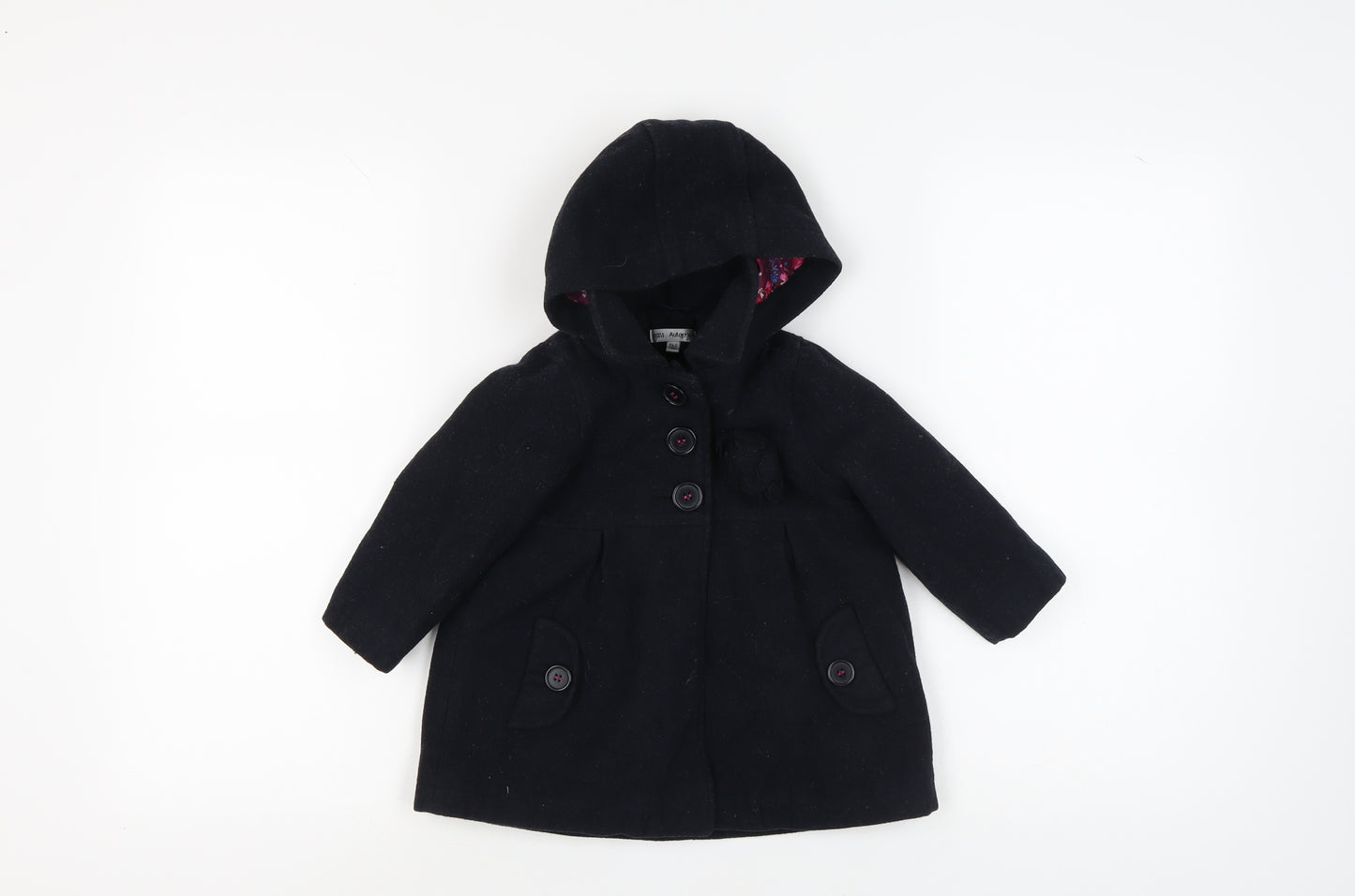Marks and Spencer Unisex Black Wool Blend Coat 18-24 Months