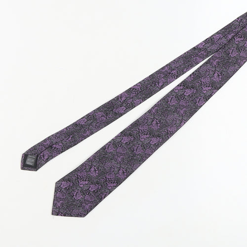 Marks and Spencer Purple Floral Silk Men's Tie