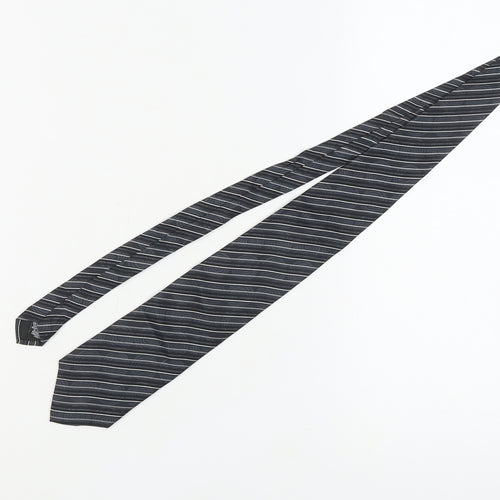 Frangi Men's Black Striped Silk Tie, One Size Elegant