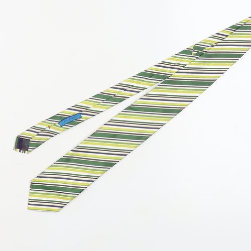 Next Men's Green Striped Silk Tie, One Size