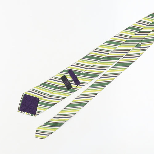 Next Men's Green Striped Silk Tie, One Size