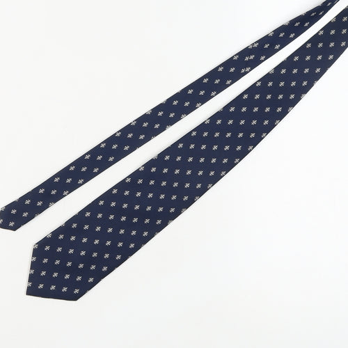 Puraseta Men's Blue Silk Tie with Geometric Pattern