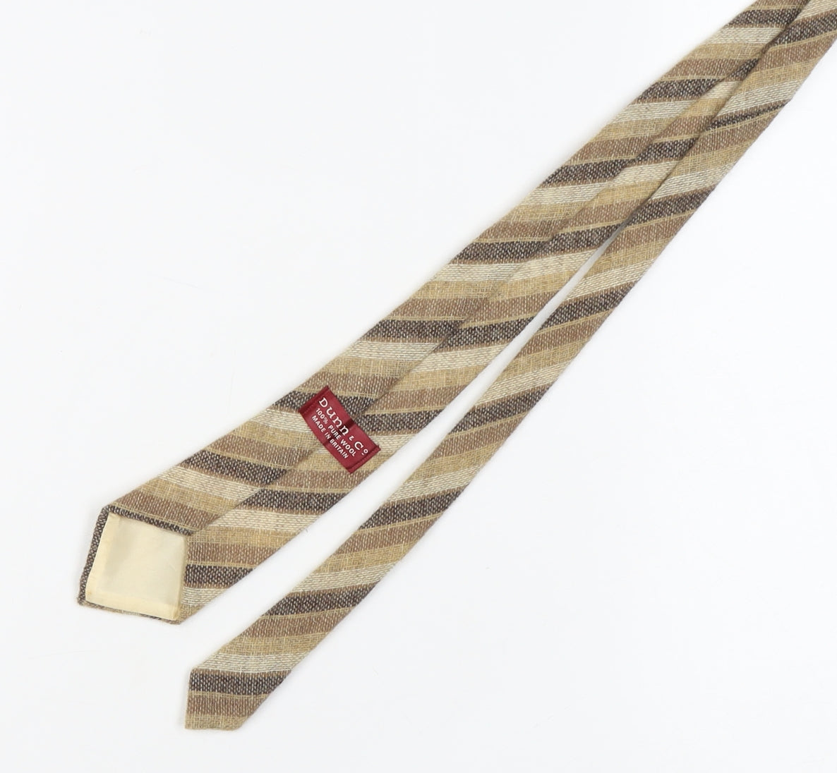 Dunn & Co Men's Beige Striped Wool Tie