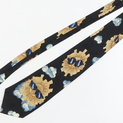 A. Rogers Men's Black Silk Novelty Tie Sun Clouds