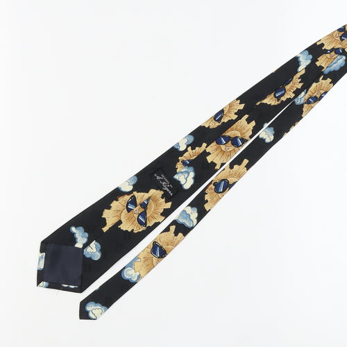 A. Rogers Men's Black Silk Novelty Tie Sun Clouds
