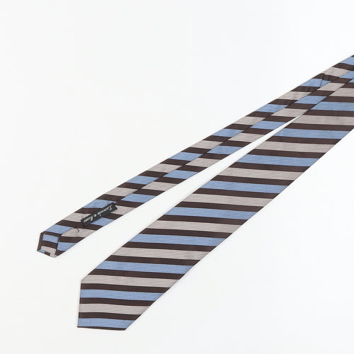 Lucio Lamberti Men's Blue Brown Striped Silk Tie