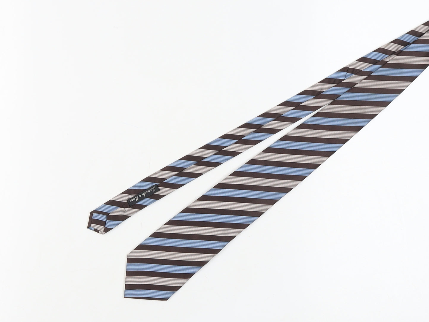 Lucio Lamberti Men's Blue Brown Striped Silk Tie