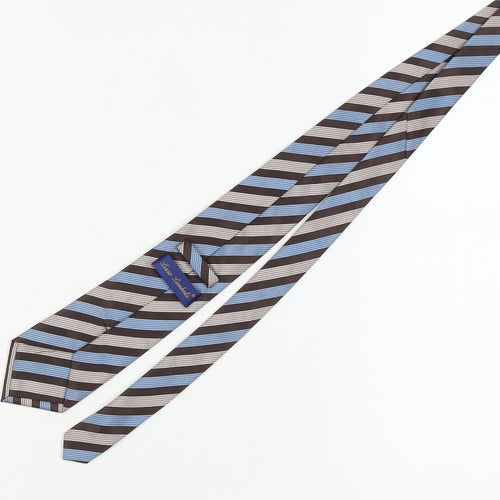 Lucio Lamberti Men's Blue Brown Striped Silk Tie