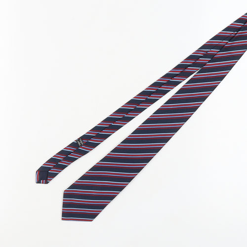 Harrods Men's Blue Striped Slim Silk Tie One Size