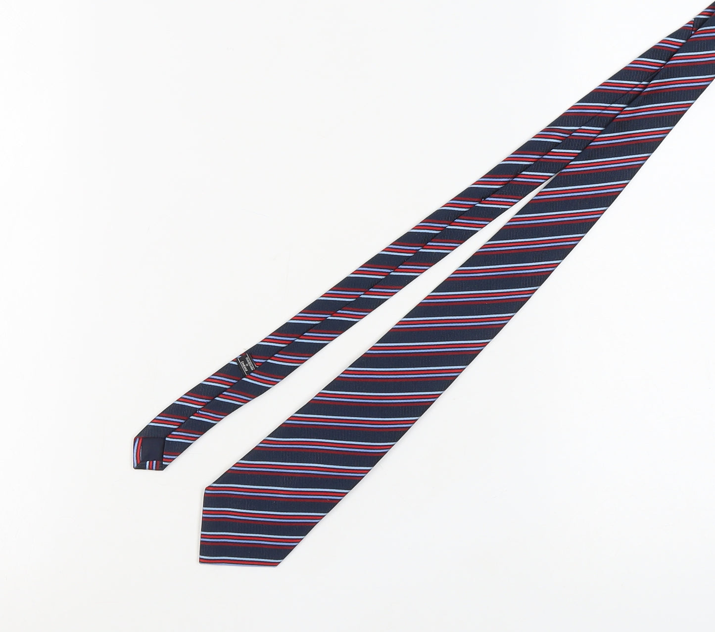 Harrods Men's Blue Striped Slim Silk Tie One Size