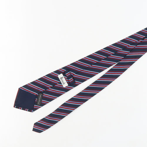Harrods Men's Blue Striped Slim Silk Tie One Size