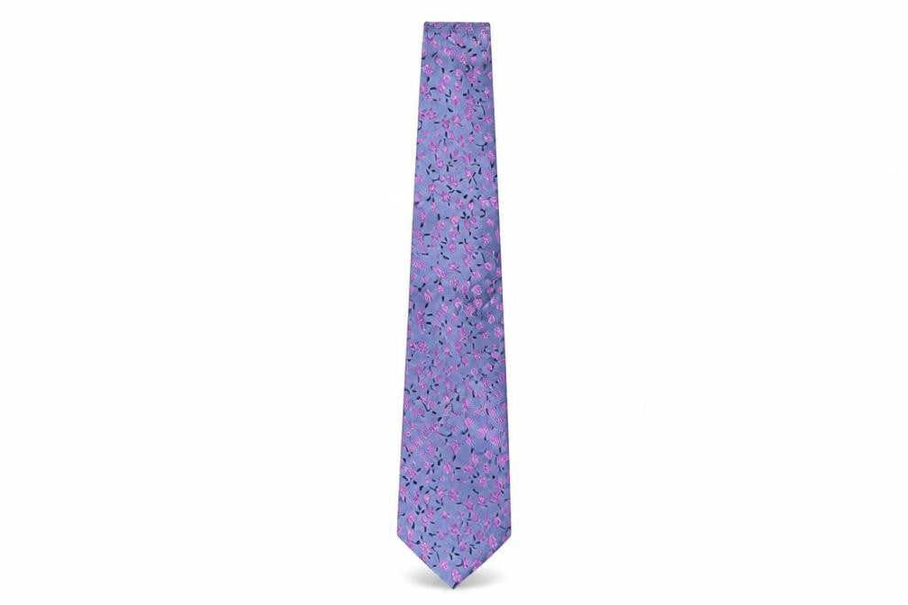 Front view of Marks & Spencer Men's Purple Floral Silk Tie One Size