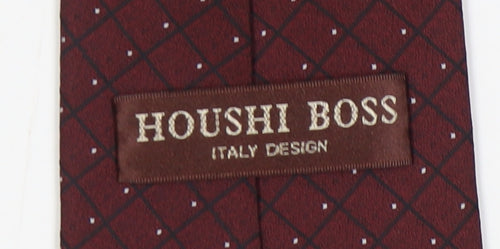 Houshi Boss Men's Red Silk Plaid Check Tie